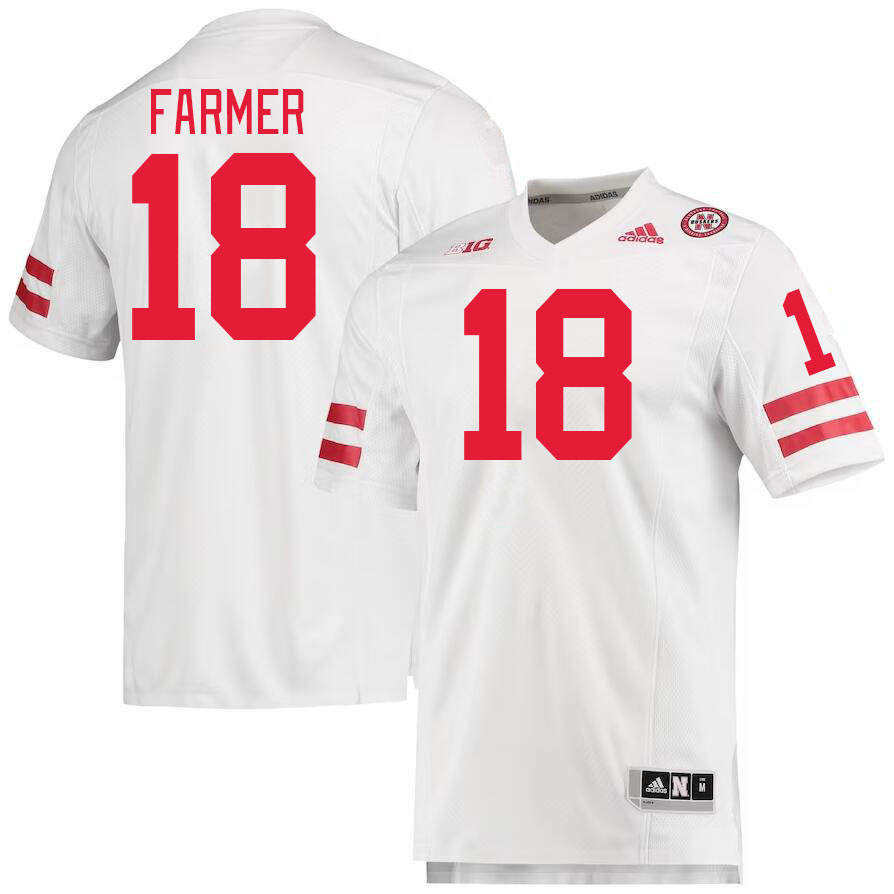 Men #18 Myles Farmer Nebraska Cornhuskers College Football Jerseys Stitched Sale-White